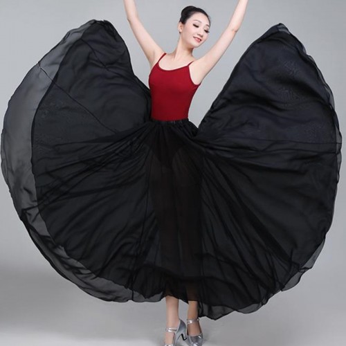Women's girls modern dance ballet dance skirts 720degree skirt hem flamenco dance skirts